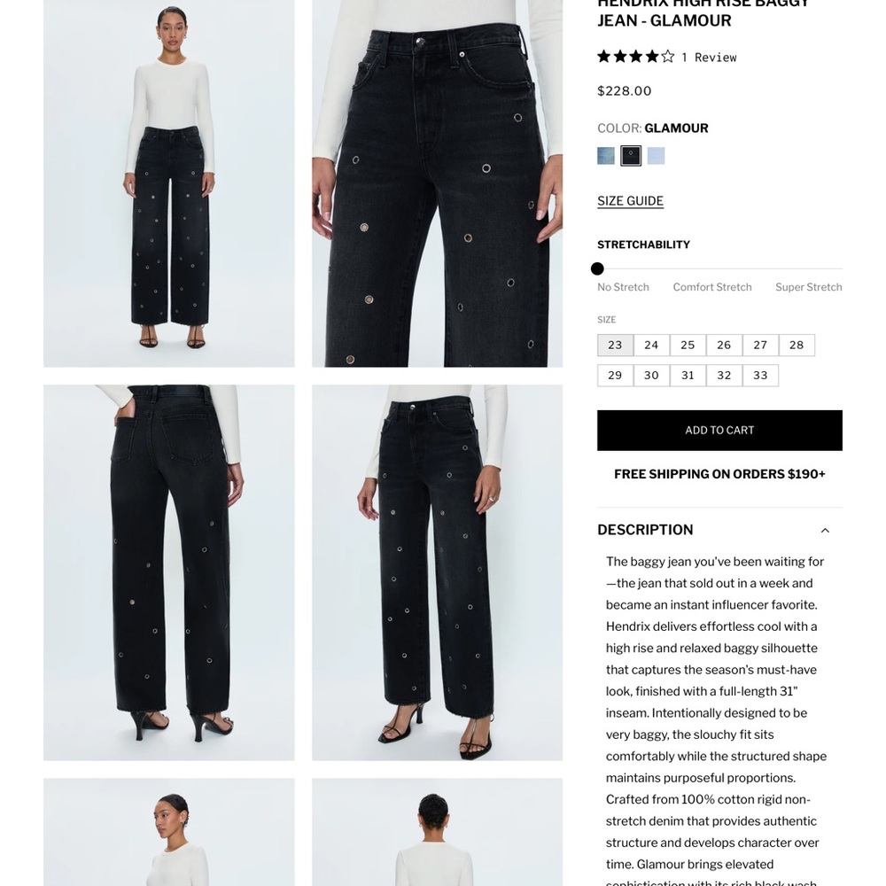 Pistola Hendrix Black High Rise Jeans with Embellishments